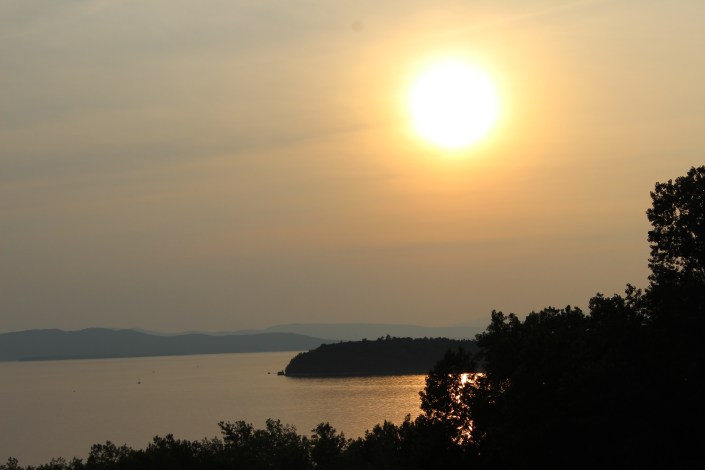 backyard view, Lake Champlain, Adirondack Mountains, Burlington, Vermont, beautiful views, sunset, beach, beach life, summertime, summer