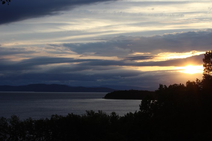 backyard view, Lake Champlain, Adirondack Mountains, Burlington, Vermont, beautiful views, sunset, beach, beach life, summertime, summer