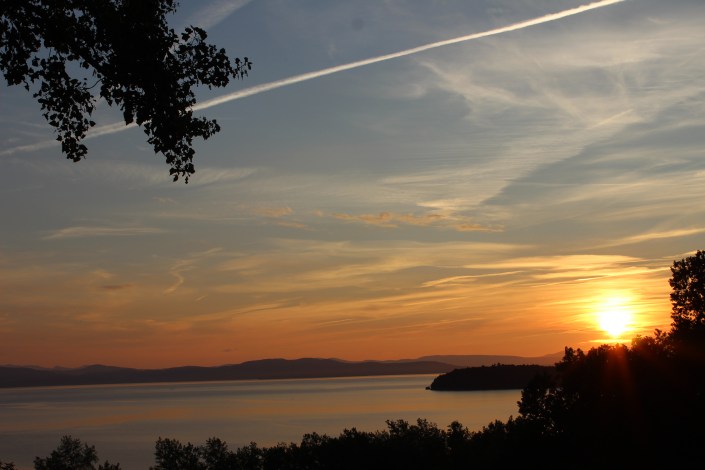 backyard view, Lake Champlain, Adirondack Mountains, Burlington, Vermont, beautiful views, sunset, beach, beach life, summertime, summer