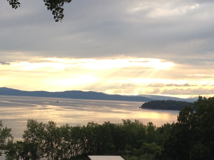 backyard view, Lake Champlain, Adirondack Mountains, Burlington, Vermont, beautiful views, sunset, beach, beach life, summertime, summer
