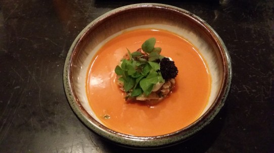 soup of the day, soup, lobster bisque, seafood, dinner, appetizer, anniversary, Les Deux Singes, Two Monkeys, Montreal