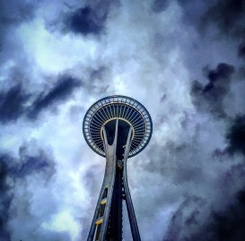 Space Needle Cloudy Seattle